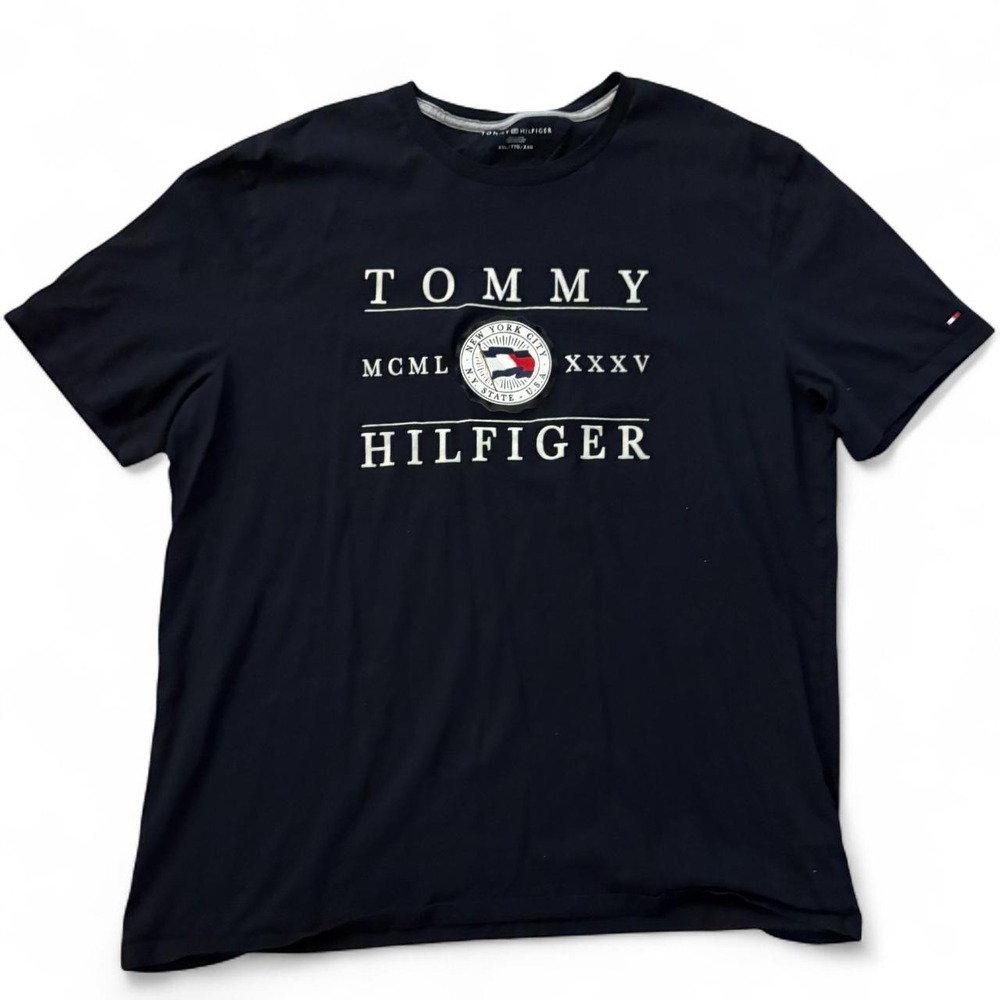 Tommy Hilfiger Mens Navy Blue Logo Graphic T-Shirt XXL Short Sleeve Tee